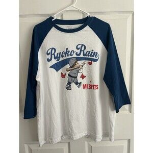 Ryoko Rain x MLBFITS Baseball Shirt Men’s Medium White Blue 3/4 Sleeve -